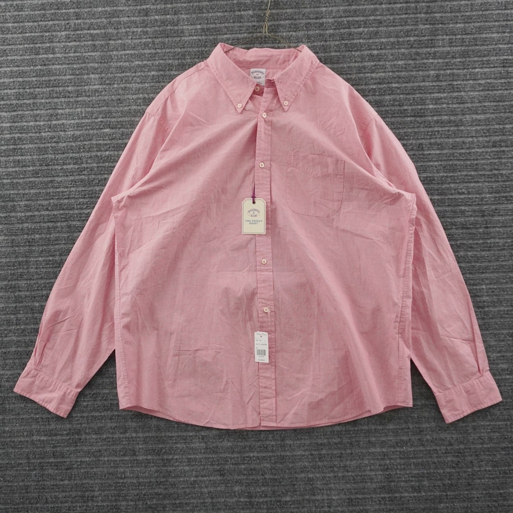 NWT Brooks Brothers Button Down Shirt Mens XL Pink The Friday Shirt Long Sleeve